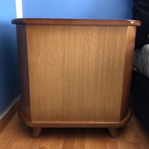 Nightstand with 3 drawers used, wooden oval