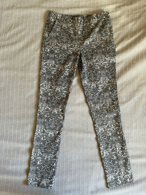 Atmosphere Textured Jacquard Brocade Trousers luxury size S black grey floral damask