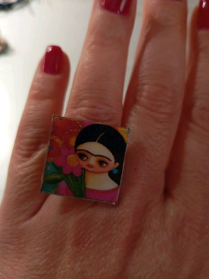 Steel ring Frida Kahlo new, handmade