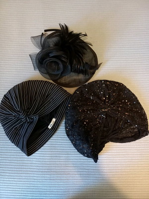 Turbans and hair accessory used, black set of 3 pieces