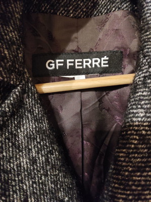 Wool gray coat used, herringbone pattern