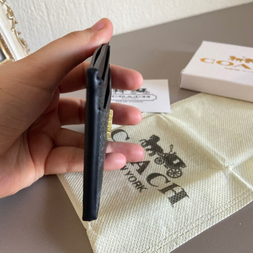 Coach card holder wallet, black and grey signature canvas