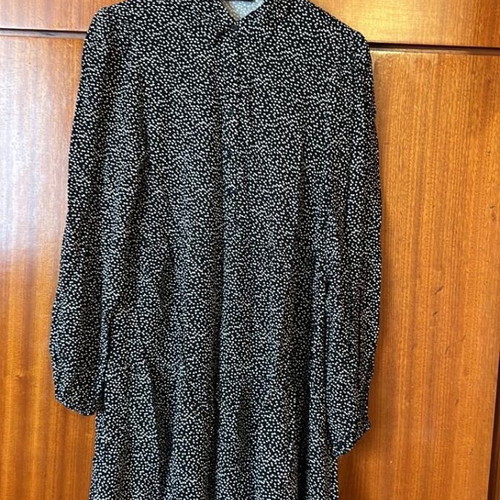 Pink Woman dress black with white hearts, size M, like new