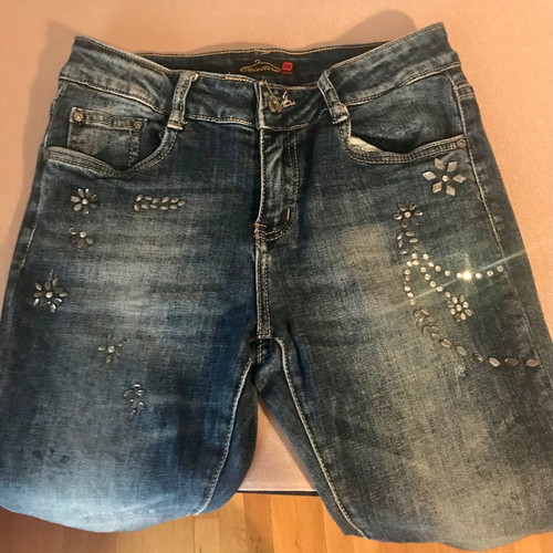 Jeans pants women's used with rhinestones Obsessive