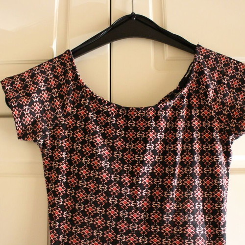 Dress with pattern used, size S, black and red