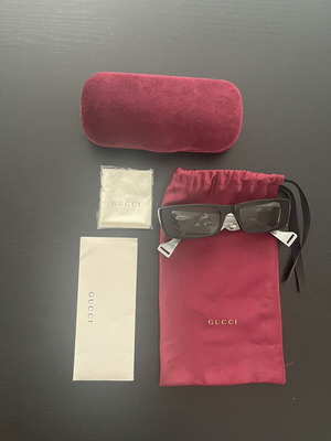 Gucci Sunglasses New Black Acetate Rectangle Frame