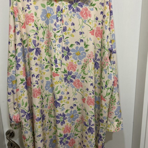 Plus size long floral shirt dress, XXL to 5XL
