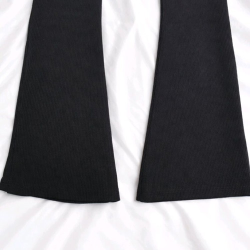 Ribbed skinny flare pants black like new for girls 13-14 years