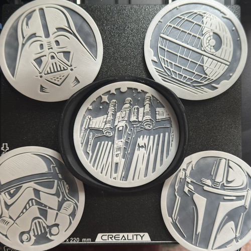 Star Wars Coasters 3D printed with PLA and anti-slip pads