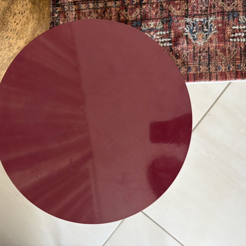 Metal round side table, bordeaux, 35cm diameter, 39cm height