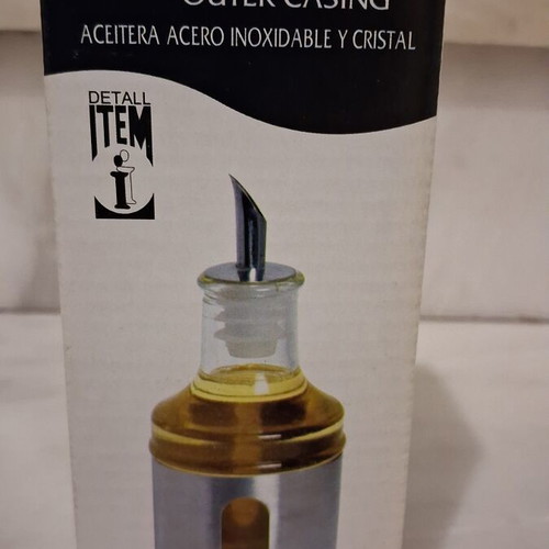 Glass oil container with stainless steel casing, new, ITEM International