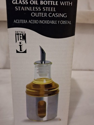 Glass oil container with stainless steel casing, new, ITEM International