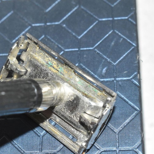 Vintage Gillette safety razor used, classic metal double edge razor