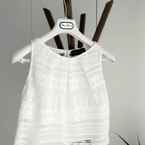 Top Tassos Mitropoulos with guipure lace, size small, like new, white