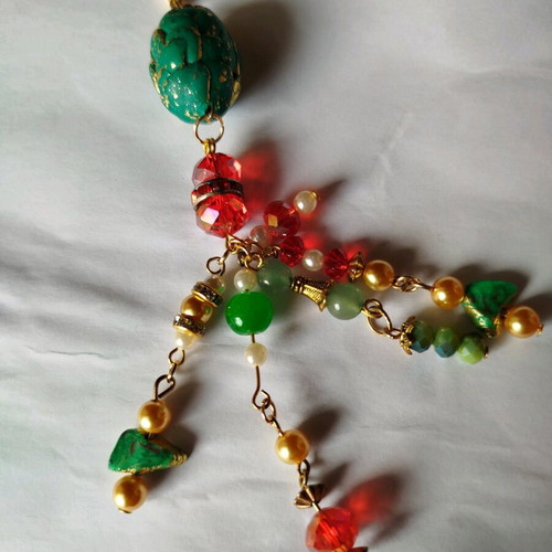 Keychain and purse charm handmade new, red and green