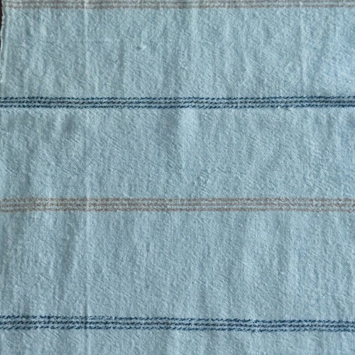 Handwoven cotton table runner new, beige with blue and beige stripes