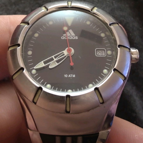 Adidas watch metal silver with black dial like new