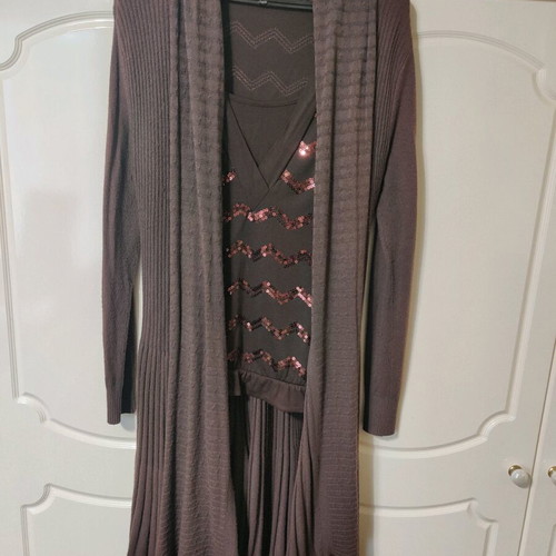 Lynne blouse and long cardigan used, brown