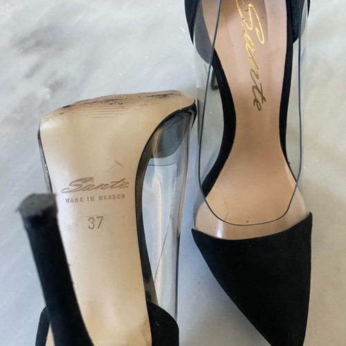 Sante suede pumps with transparency, 10 cm heel, like new