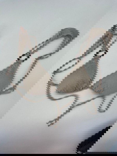 Αφόρετο Lida ζακάρ μπεζ της άμμου δετό τρίγωνο μαγιό με κρίκους Small