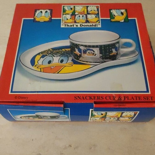 Disney That's Donald! vintage snack cup and plate set