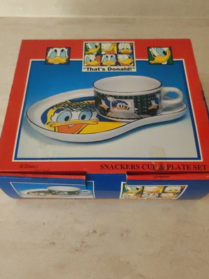 Disney That's Donald! vintage snack cup and plate set