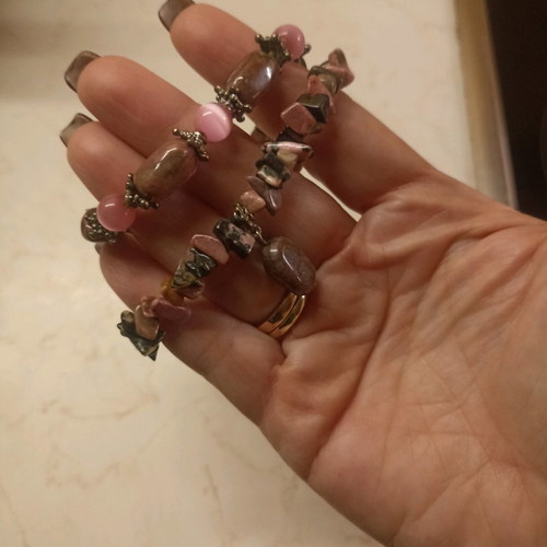 Beaded bracelets used, set of 2 dusty pink
