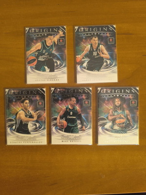 Panini Euroleague Origins 5 Panathinaikos basic cards like new