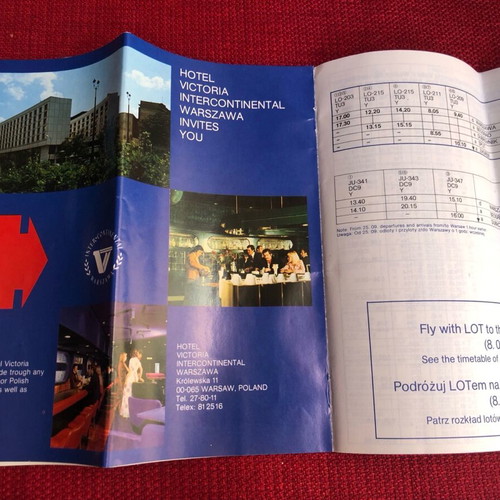 Retro official LOT Polish Airlines timetable summer 1977 like new