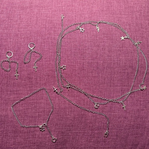 Handmade jewelry set new, earrings, anklet, and adjustable necklace