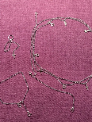 Handmade jewelry set new, earrings, anklet, and adjustable necklace