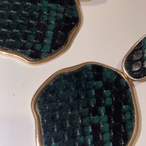 Earrings used green-gold made of steel