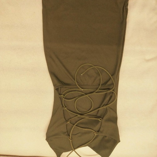 Chic Khaki Ribbed Dress with Impressive Lace-Up Back Tie