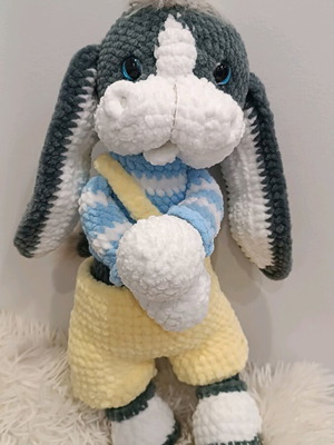 Knitted donkey new, 37 cm, plush yarn