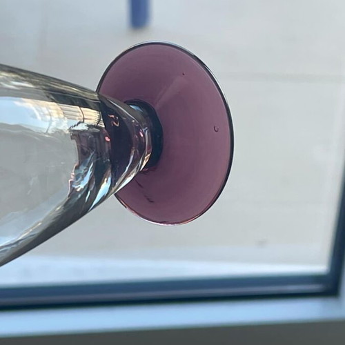 Glasses modern with purple base like new, pack of 5