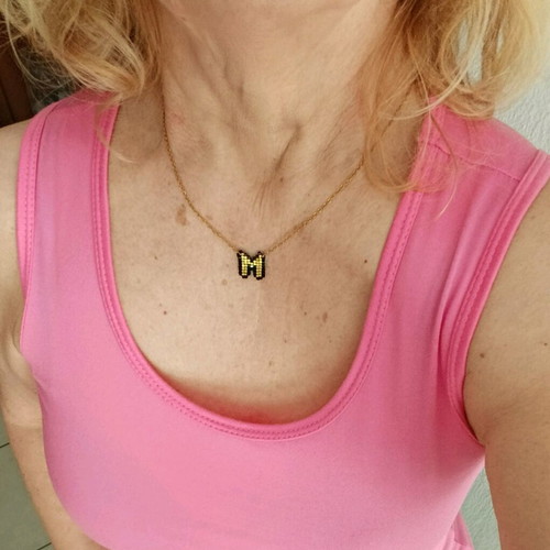 Handmade monogram necklace with Miyuki beads