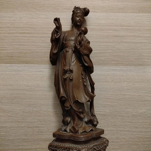 Guanyin Chinese deity used with glued head and broken scepter