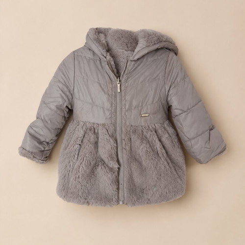 Mayoral children's jacket with fur, grey, size 92 cm