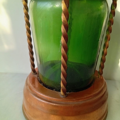 Music box bottle 30 cm used, copper sheet, made in Germany