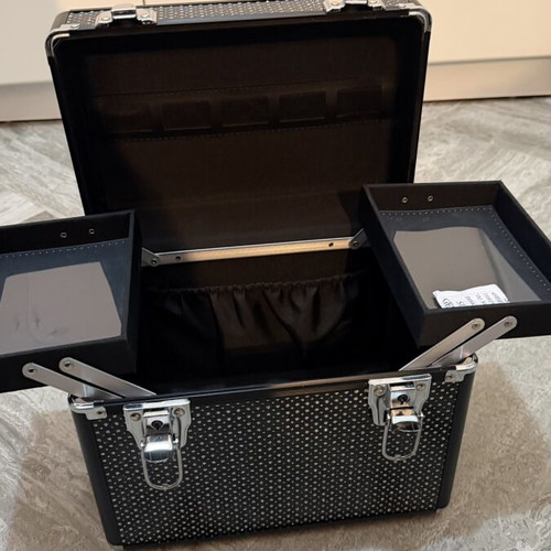 Cosmetic Case new, black with strass details and lock