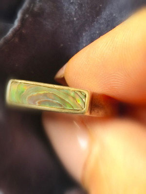 Сребърен пръстен с морски седеф използван, 3гр, 18мм