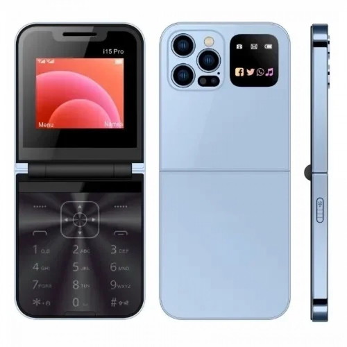 Flip phone with buttons new, dual SIM, gold