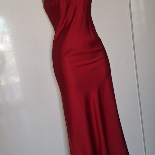 Italian satin wine red strap dress, size medium