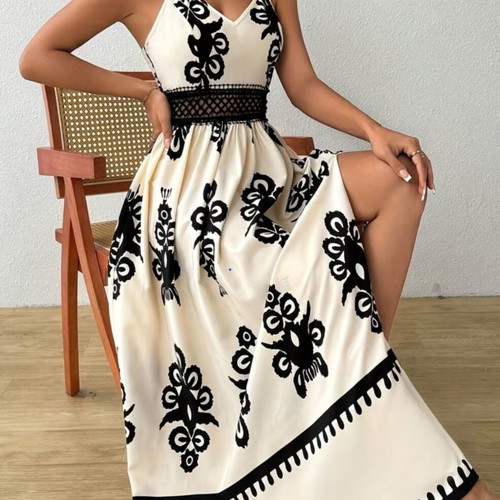 Maxi summer dress new, boho style, black and white