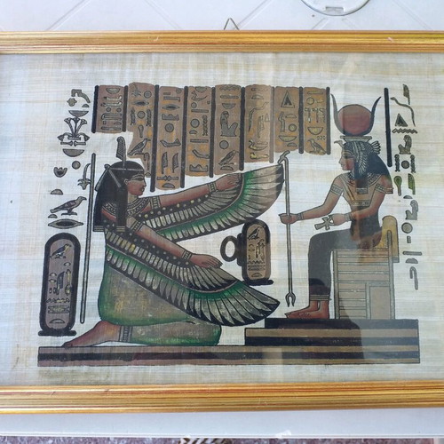 Egyptian papyri like new, framed, set of 2