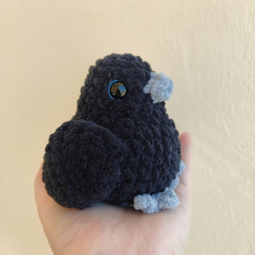 Crochet crow plush toy, handmade, hypoallergenic yarn