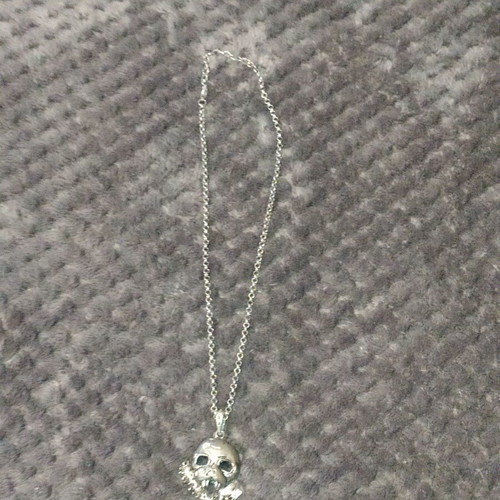 Gothic skull necklace with club and spider