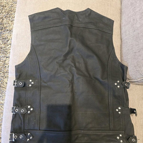 Biker Motorcycle Vest like new, men's real leather riding waistcoat