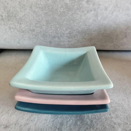 Set of 6 small square bowls used, colorful