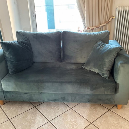 Ianos Two-Seater Sofa Used Velvet Waterproof Fabric by Hugmaison